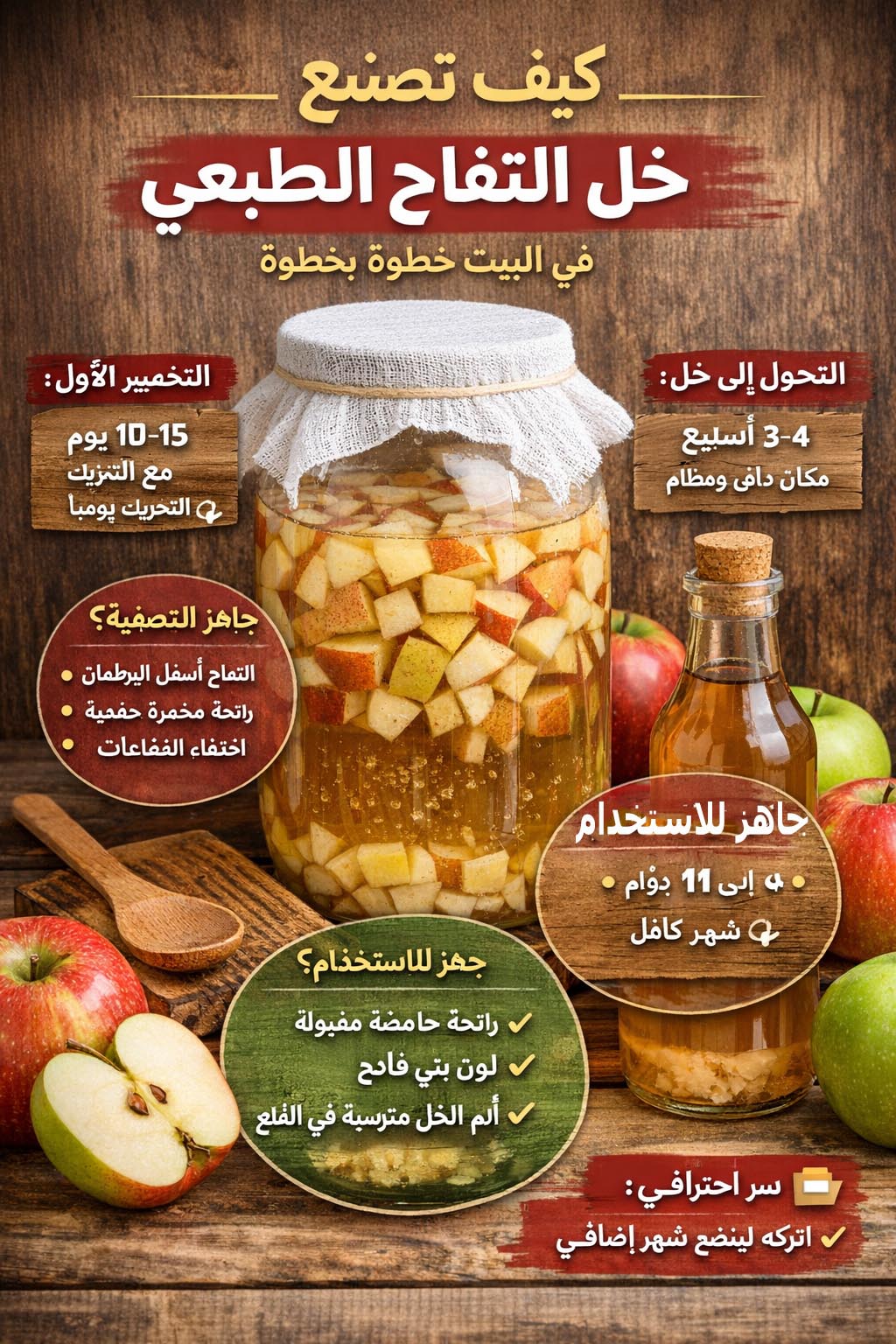 طريقة صناعة خل التفاح الطبيعي في البيت خطوة بخطوة